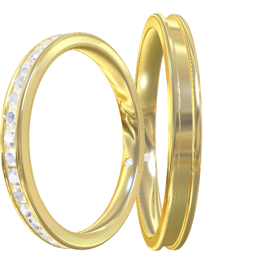 Пара обручальных колец "Сияние Любви". Желтое золото 585 пробы