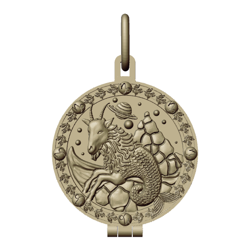 Серебряный открывающийся медальон знак зодиака Козерог