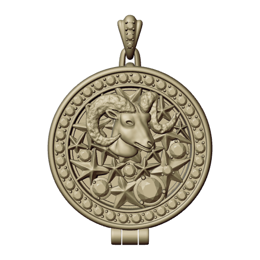 Серебряный открывающийся медальон знак зодиака Овен