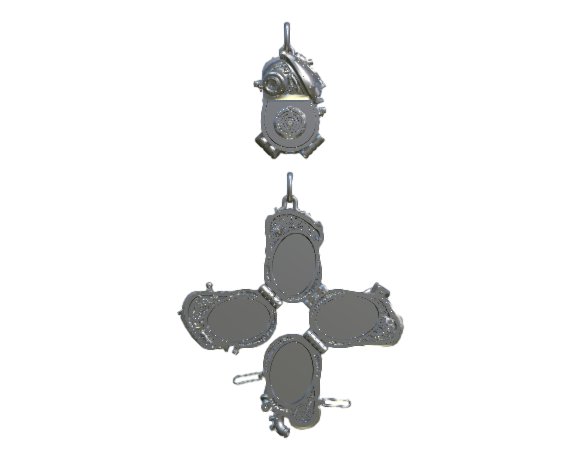 Серебряный медальон "Механическое сердце" с 4 фото внутри
