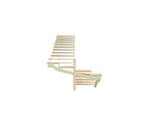 Лестница на прямых косоурах с забежными ступенями и поворотом на 180