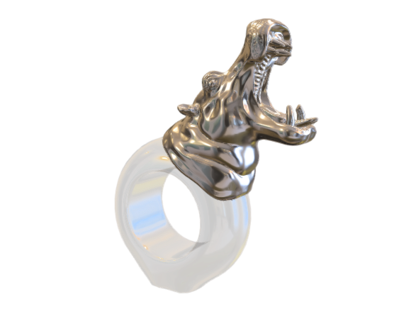 Pewter Hippo Napkin Ring