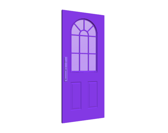 3D-Dimensions-Buildings-Exterior-Doors-Lite-Entry-Door-3-Panels-Arched