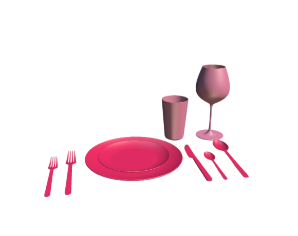 3D-Dimensions-Objects-Table-Settings-Informal-Table-Setting