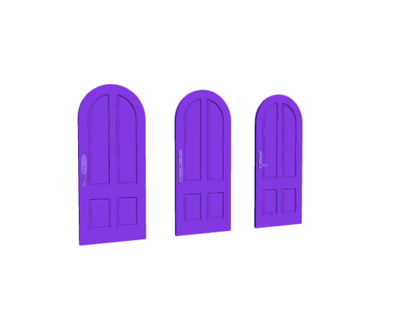 3D-Dimensions-Buildings-Exterior-Doors-Solid-Entry-Door-Arched-4-Panels-Tall