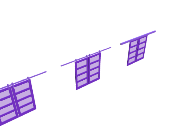 3D-Dimensions-Buildings-Surface-Mounted-Doors-Bi-Parting-Glass-Horizontal-4-Panels