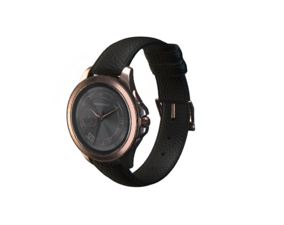Men's Black Leather Strap Touchscreen Smart Watch