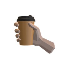 Рука со стаканчиком кофе витрина
