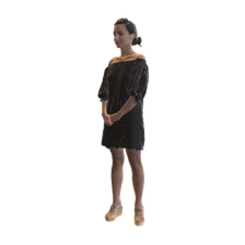 A 3D model of a girl in a black dress