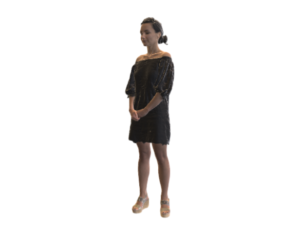 A 3D model of a girl in a black dress